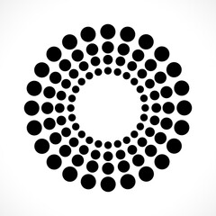 Black abstract vector circle frame halftone dots logo emblem design. Round border Icon using circle dots texture.Vector illustration EPS 10