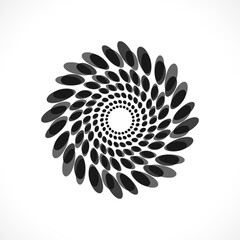 Black abstract vector circle frame halftone dots logo emblem design. Round border Icon using circle dots texture.Vector illustration EPS 10