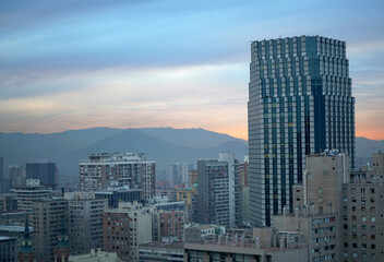 Fototapeta premium Centro ciudad edificios Santiago de Chile