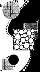 Black and white interior illustration