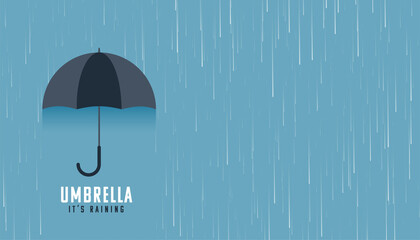 falling rain with black umbrella background - obrazy, fototapety, plakaty