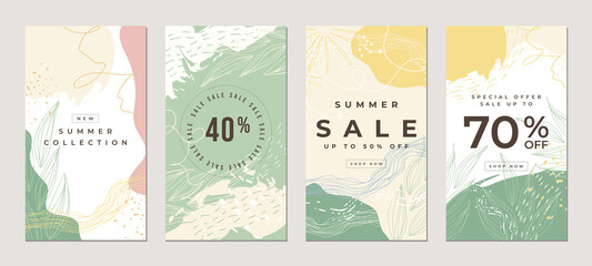 Fototapeta na wymiar Sale flat stories template, for blog and sales, web online shopping banner concept.