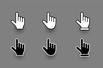 flat hand finger pointer cursor set