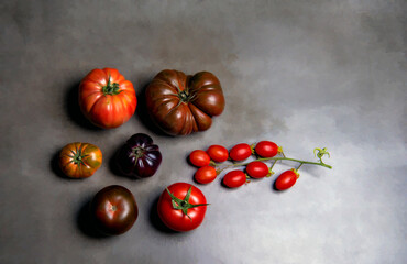 Fototapeta na wymiar Selection of fresh tomatoes from the market