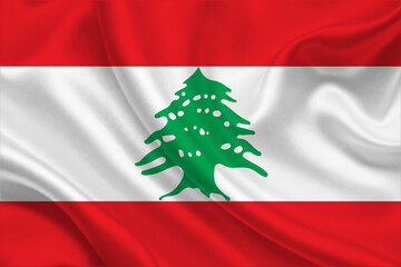 3D Flag of Lebanon on fabric