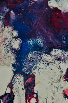 Vertical Shot Of Multicolor Acrylic Paint On Canvas, Abstract Art Background