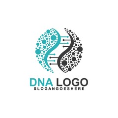 DNA vector logo design template. Structure molecule, Chromosome icon. Pictogram of Dna vector, genetic sign, elements