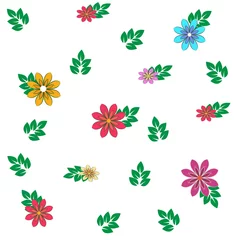 Foto op Plexiglas Tropische planten Zomerpatroon met kleurrijke bloem op wit
