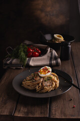 Pasta with mushrooms and cream sauce