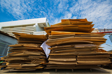 Fototapeta premium Big stack of paper waste before shredding at recycling