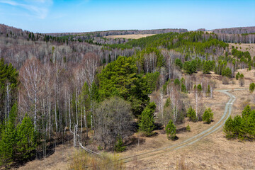 View of the Salair Ridge from the Altai-Kuzbass highway, Kemerovo region