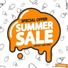 Summer Sale, discount poster design template, special season offer, promotion banner, vector illustration