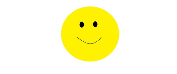 Funny yellow smiley face on a white background