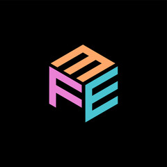 Hexagon logo with the letters MFE design