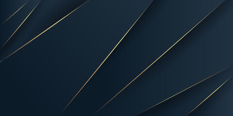 Abstract luxurious dark navy blue  layered background with golden line. Elegant modern background. Vector illustration