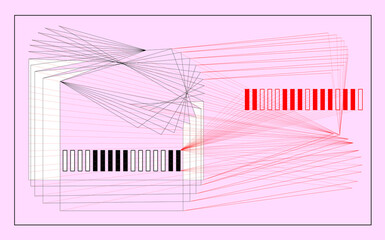 Geometry creative minimalist contemporary art illustration for wall decoration, postcard, brochure cover design. Playful composition of basic geometric lines. Perspective architectonical. Complex.