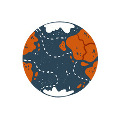 Illustration of planet Earth. Simply planet. Fantasy flat isolated object. Abstract space object. Big planet illustration. Universe adventure.  Astronomy sketch. Symbol of future. Cosmos concept.