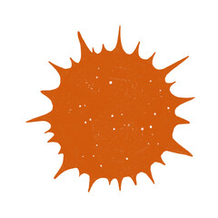 Illustration of the star. Simply Sun art. Fantasy flat isolated object. Abstract textplace. Big orange banner. Universe adventure.  Astronomy sketch. Symbol of future. Cosmos concept.