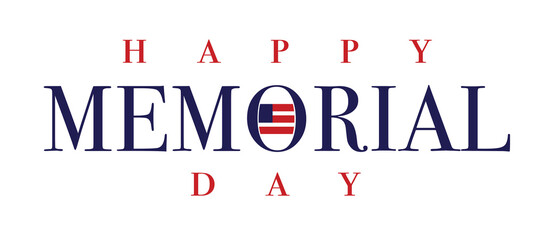 Happy Memorial day illustration sign with US flag
