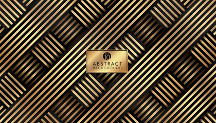 Abstract gold and black diagonal stripes lines weave pattern. Luxury and elegant. Vector illustration