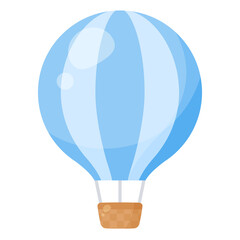 かわいい気球のイラスト_水色