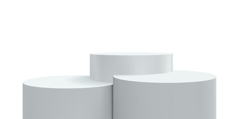 Podium pedestal, display platform or 3D stage stand, vector realistic dais background. White studio podium or product display pedestal and exhibition platform pillars