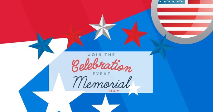 Composition of celebration memorial text over american flag