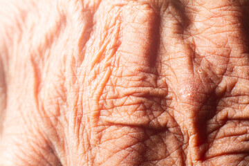 Close up skin texture with wrinkles on body human