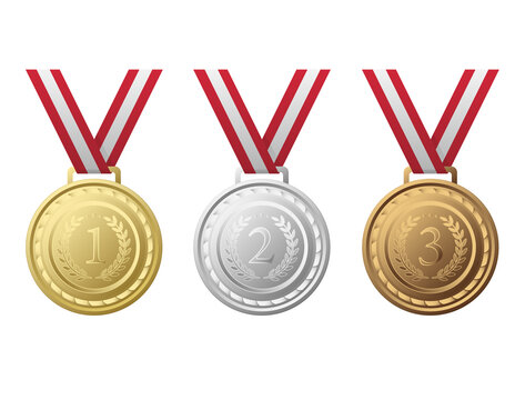 Medal or Charter in order of winner with red and white ribbons
