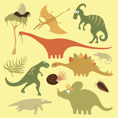 Cute vector dinos set for kids with positive colours