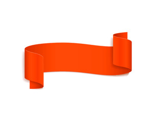 3d illustration of Orange Curved Paper Banner