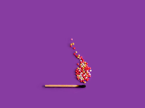 Conceptual lit match with a flame