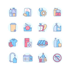 Waste sorting - modern line design style icons set