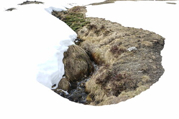 Melted snow, with the alps underneed