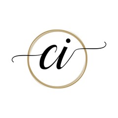 Simple stylish Initial Letter CI Logo designs Symbol