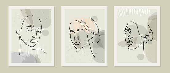 Woman face line drawing. Vector abstract outline 