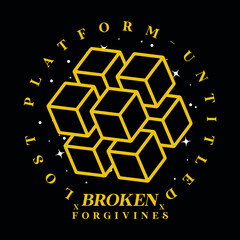 Geometric shape cube with slogan Vector design for t-shirt graphics, banner, fashion prints, slogan tees, stickers, cards,flyer, posters and other creative uses