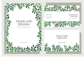 Green floral template design, Vector layout ornament concept for Art traditional, name card, magazine, book, poster
