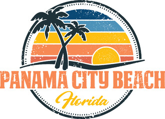 Panama City Beach Florida Vintage Travel Stamp - 436233988