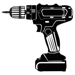 silhuotte of drill on white background