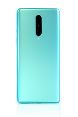 Blue phone on white background