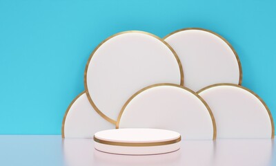 Scene with podium for mock up presentation in minimalism style with copy space, 3d render abstract background