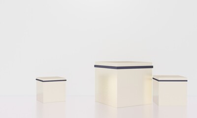 Scene with podium for mock up presentation in minimalism style with copy space, 3d render abstract background