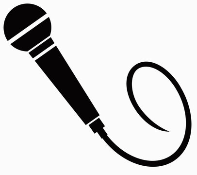 Illustration of a microphone in black and white .