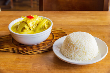 Close up shot of Thai style yellow curry