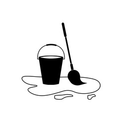 Home cleaning brush icon illustration on white
