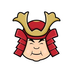 funny fat chubby samurai in traditional soldier helmet in shogun era perfect for mascot vector illustration logo design