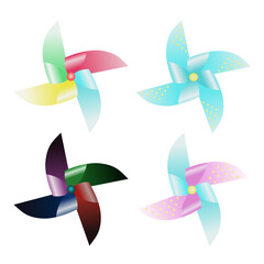 Windmill or colorful pinwheel logo. Pinwheel toy icon, symbol, vector illustration