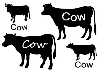 Cows with an inscription for a logo. Vector image.