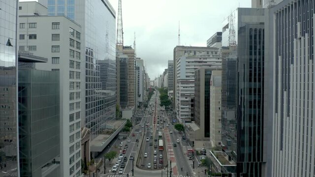 Aerial image of Paulista Avenue in Sao Paulo